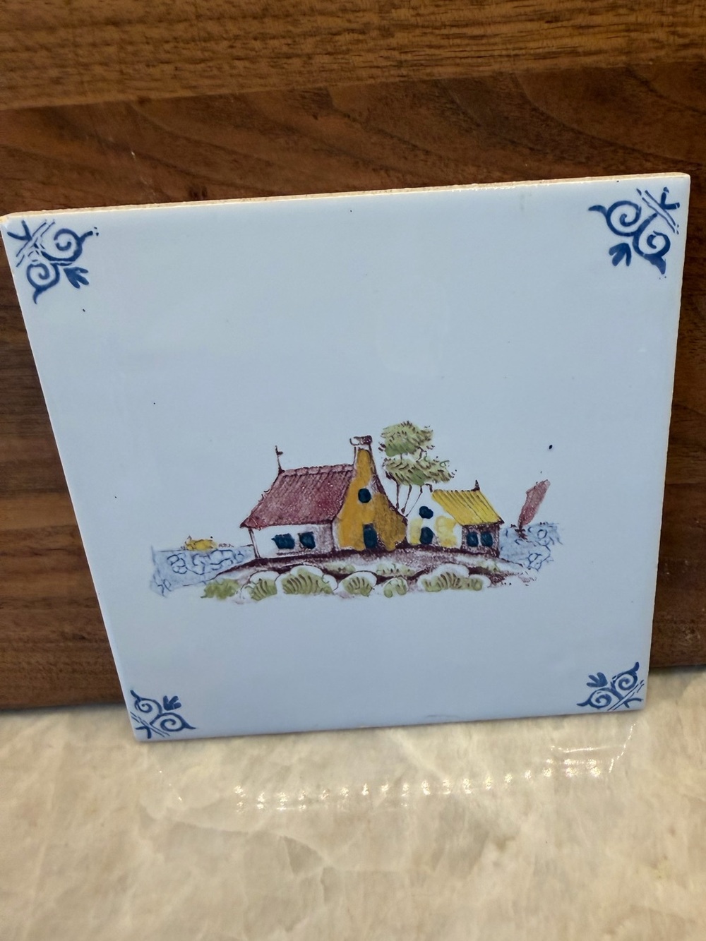 Vintage Delft Dutch pottery handpainted tile
